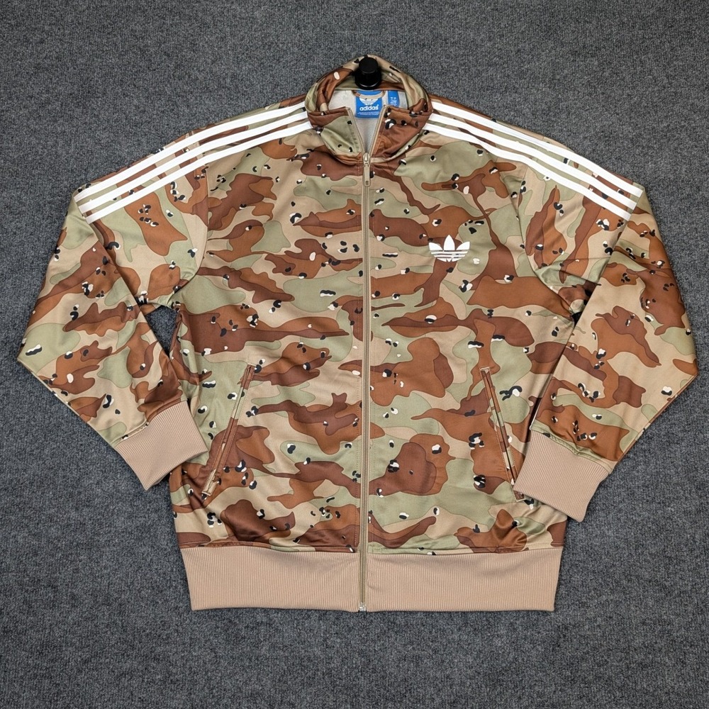 Adidas Originals Firebird Camo Track Jacket Mens Large Full Zip Brown Tan RARE